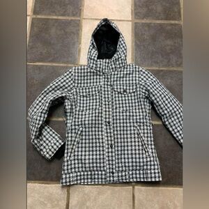 Women's core powder room winter ski jacket Black and White Checkered Jacket